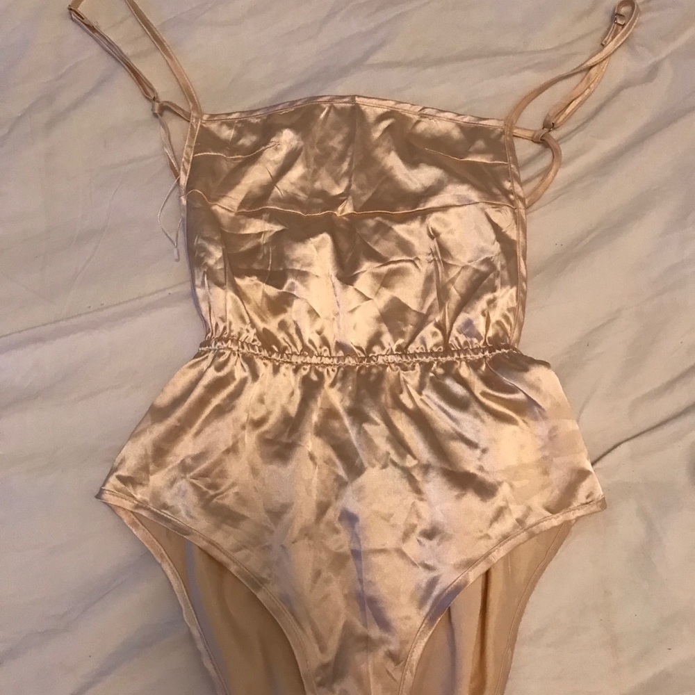 Open back silk bodysuit
